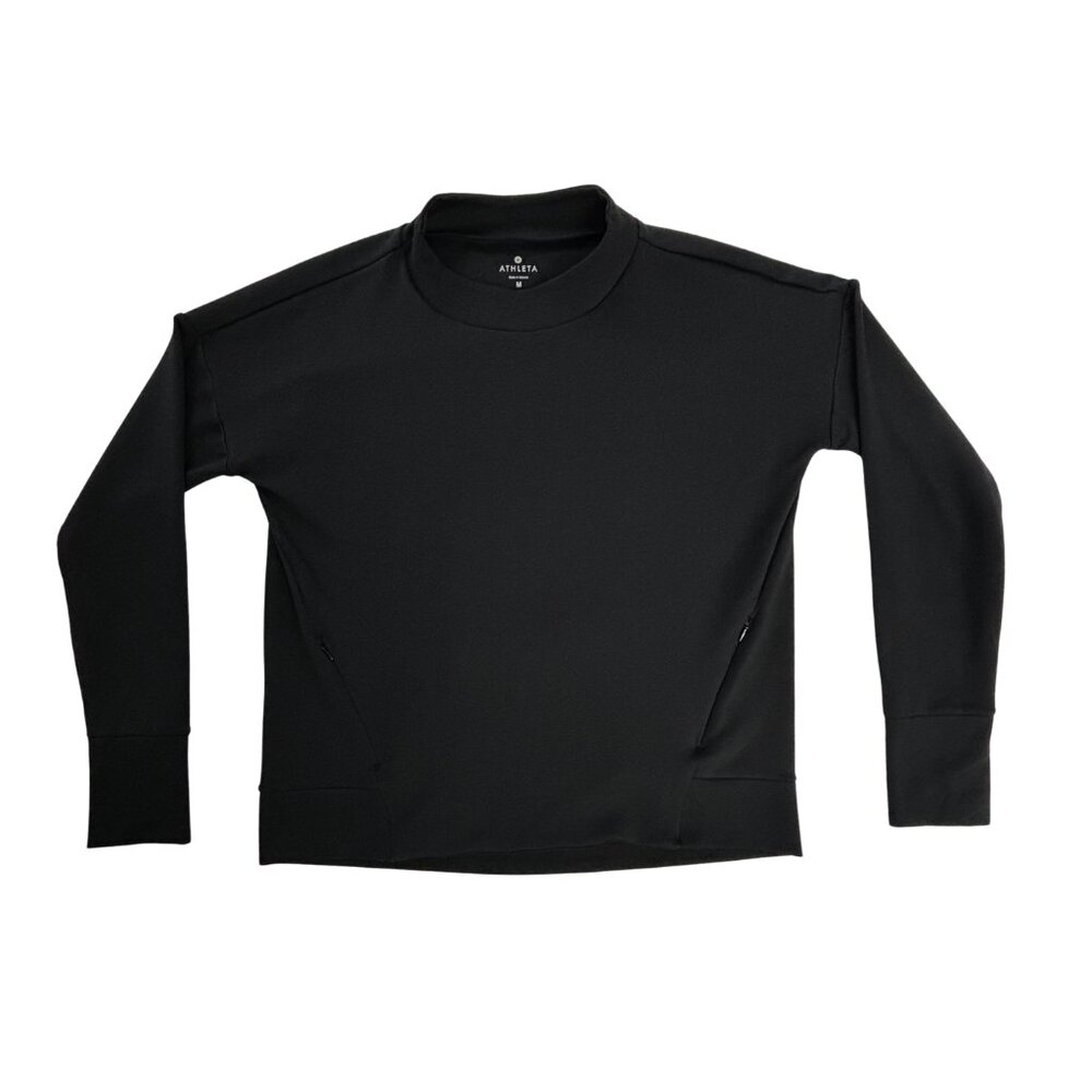 Athleta Women's Performance Mock Neck Pullover Sweater in Black Size Medium